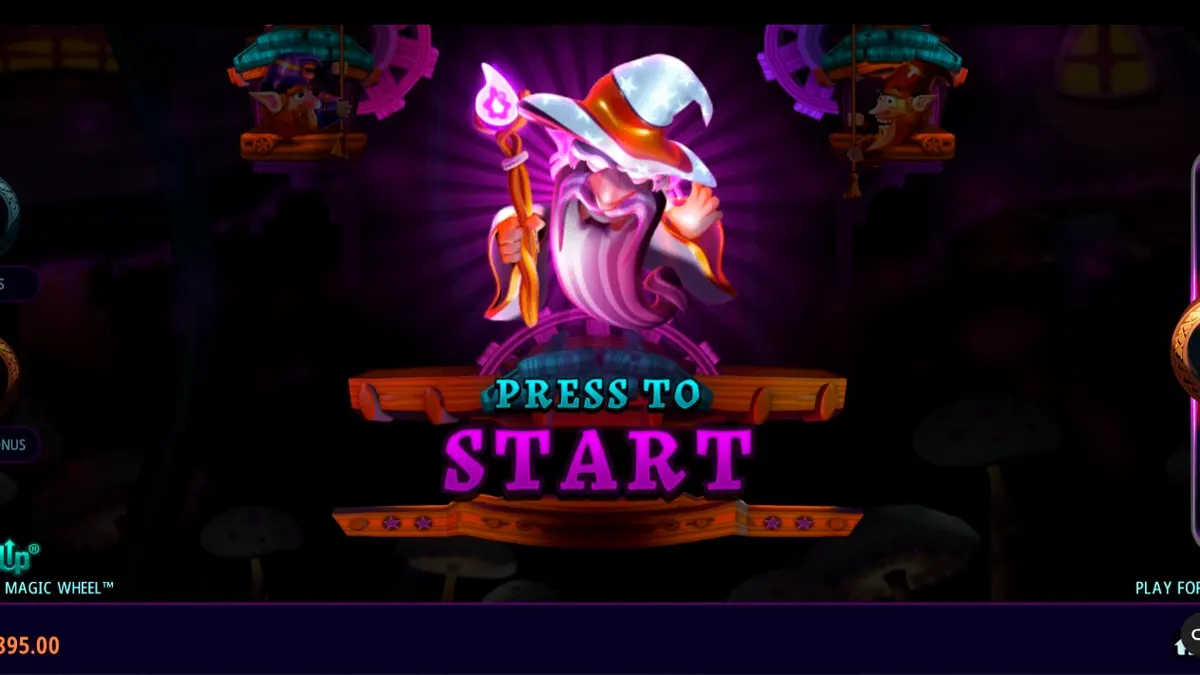 Tampilan visual slot Fire Gnomes 2 Magic Wheel dengan tema jamur dan gnome