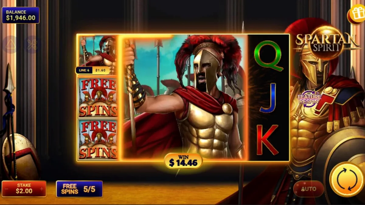 Tampilan visual slot Spartan Spirit dengan tema prajurit Yunani Kuno.